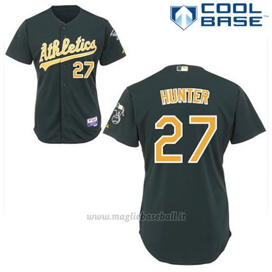 Maglia Baseball Uomo Oakland Athletics Catfish Hunter 27 Verde Alterner Cool Base